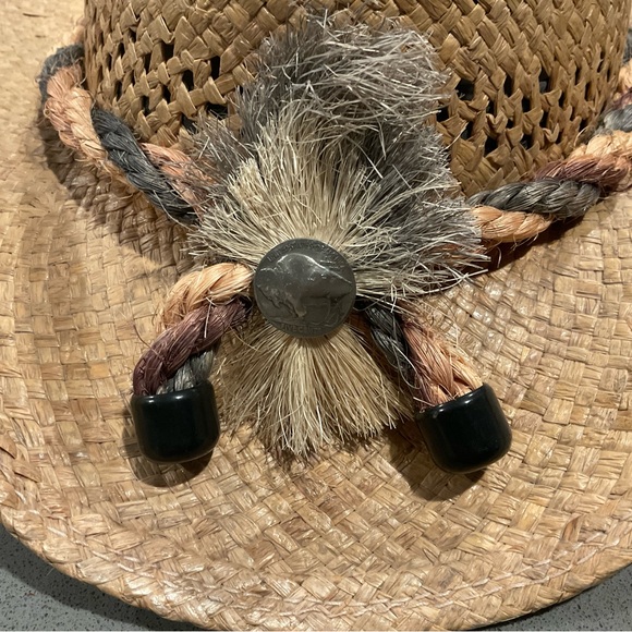 Shady Brady Cowgirl Western Straw Hat with Buffalo Nickel Trim - Picture 2 of 9